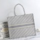 Dior Large Book Tote Ecru and Gray Dior Oblique Embroidery 