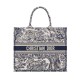 Dior Large Book Tote Ecru and Blue Toile de Jouy Embroidery