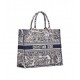 Dior Large Book Tote Ecru and Blue Toile de Jouy Embroidery