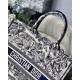 Dior Large Book Tote Ecru and Blue Toile de Jouy Embroidery