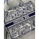 Dior Large Book Tote Ecru and Blue Toile de Jouy Embroidery