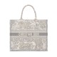 Dior Large Book Tote Ecru and Gray Toile de Jouy Embroidery