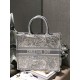 Dior Large Book Tote Ecru and Gray Toile de Jouy Embroidery