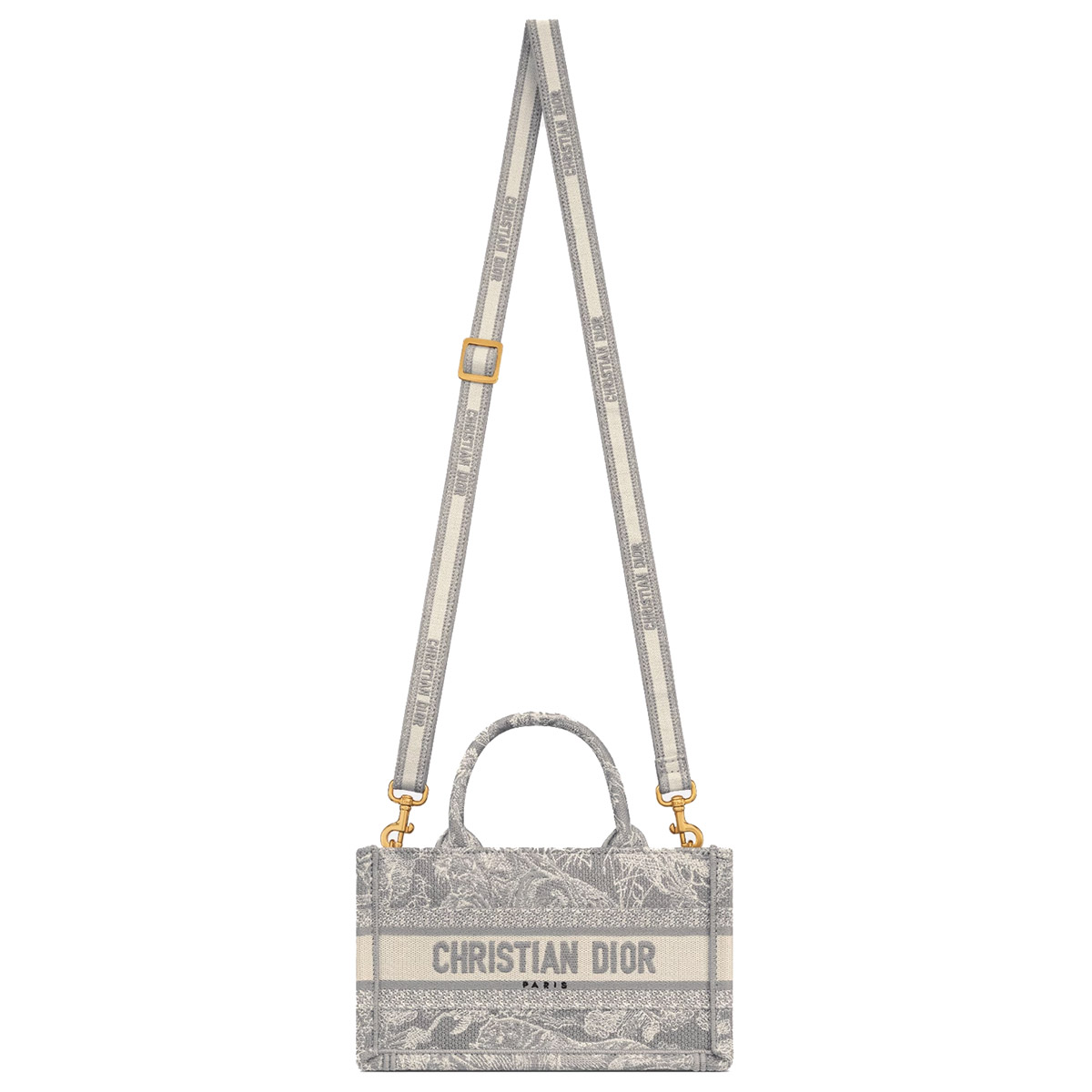 Dior Mini Book Tote Gray Toile de Jouy Embroidery