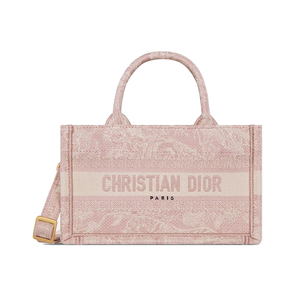 Dior Mini Book Tote Pink Toile de Jouy Embroidery