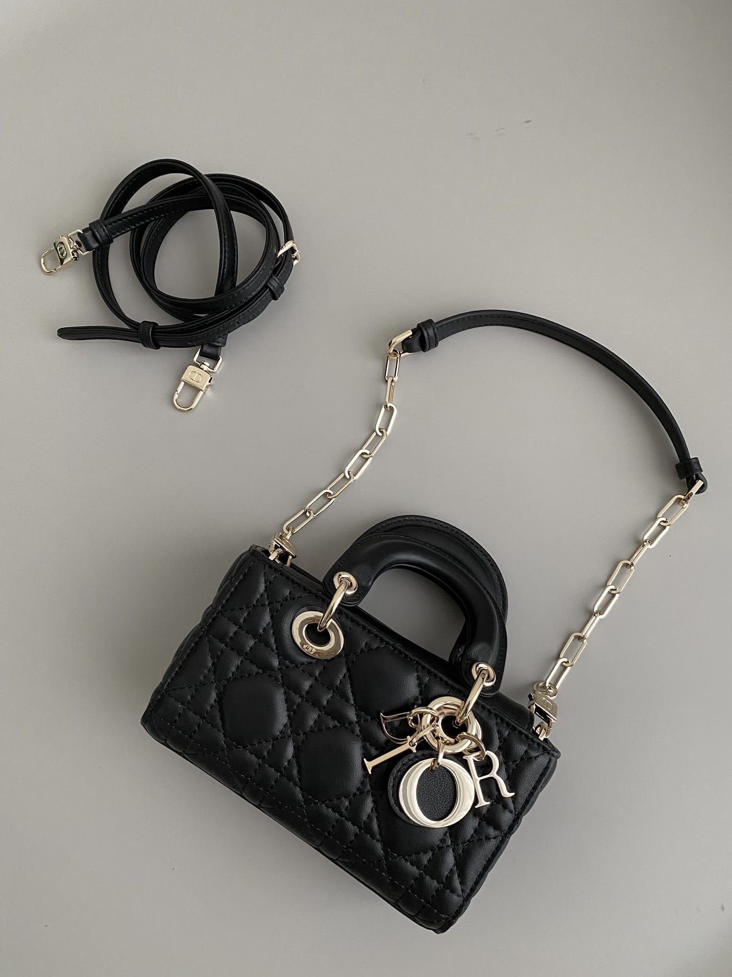 Dior Micro Lady D-Joy Bag in Cannage Lambskin - Black 