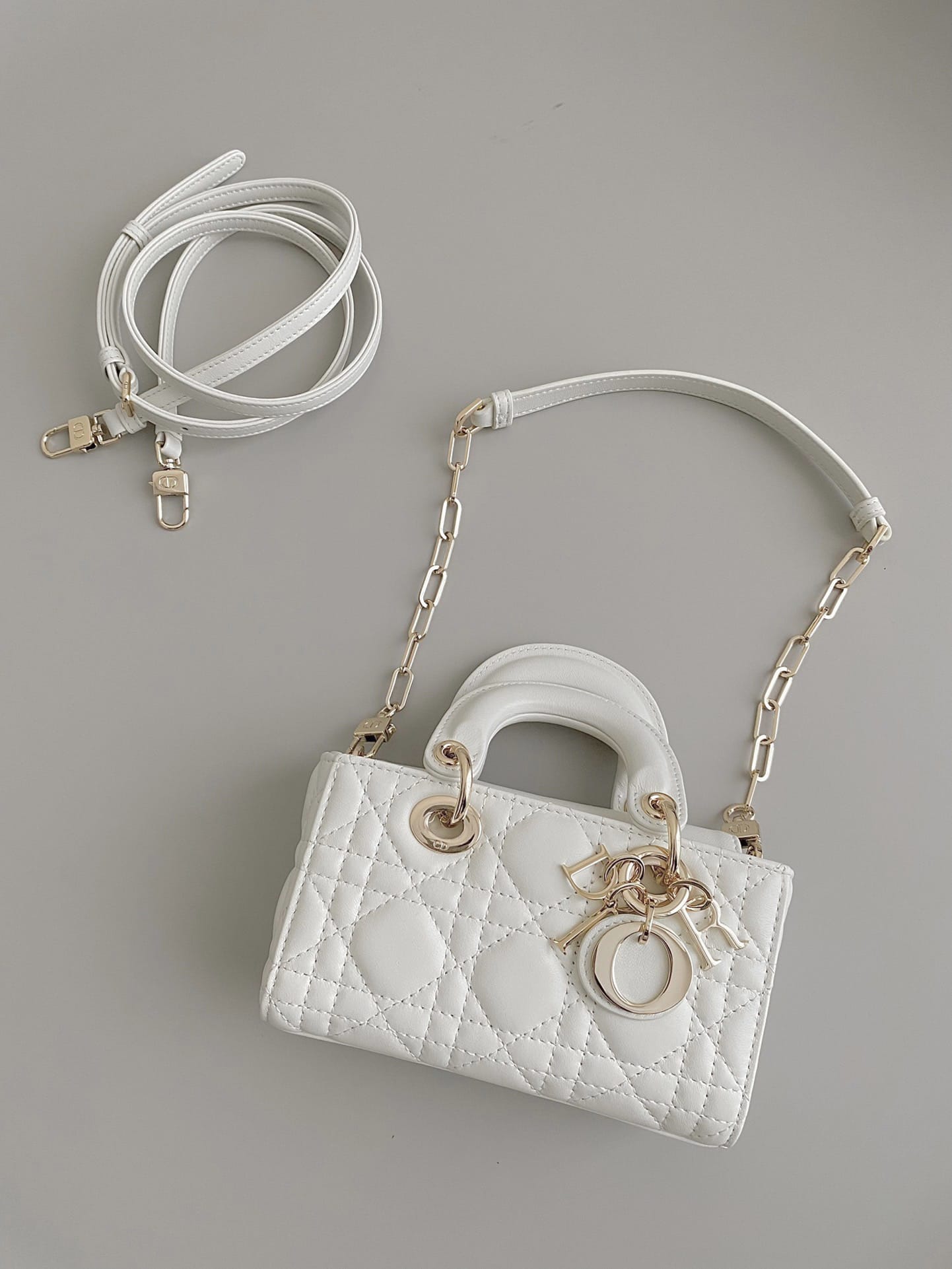 Dior Micro Lady D-Joy Bag in Cannage Lambskin - Latte