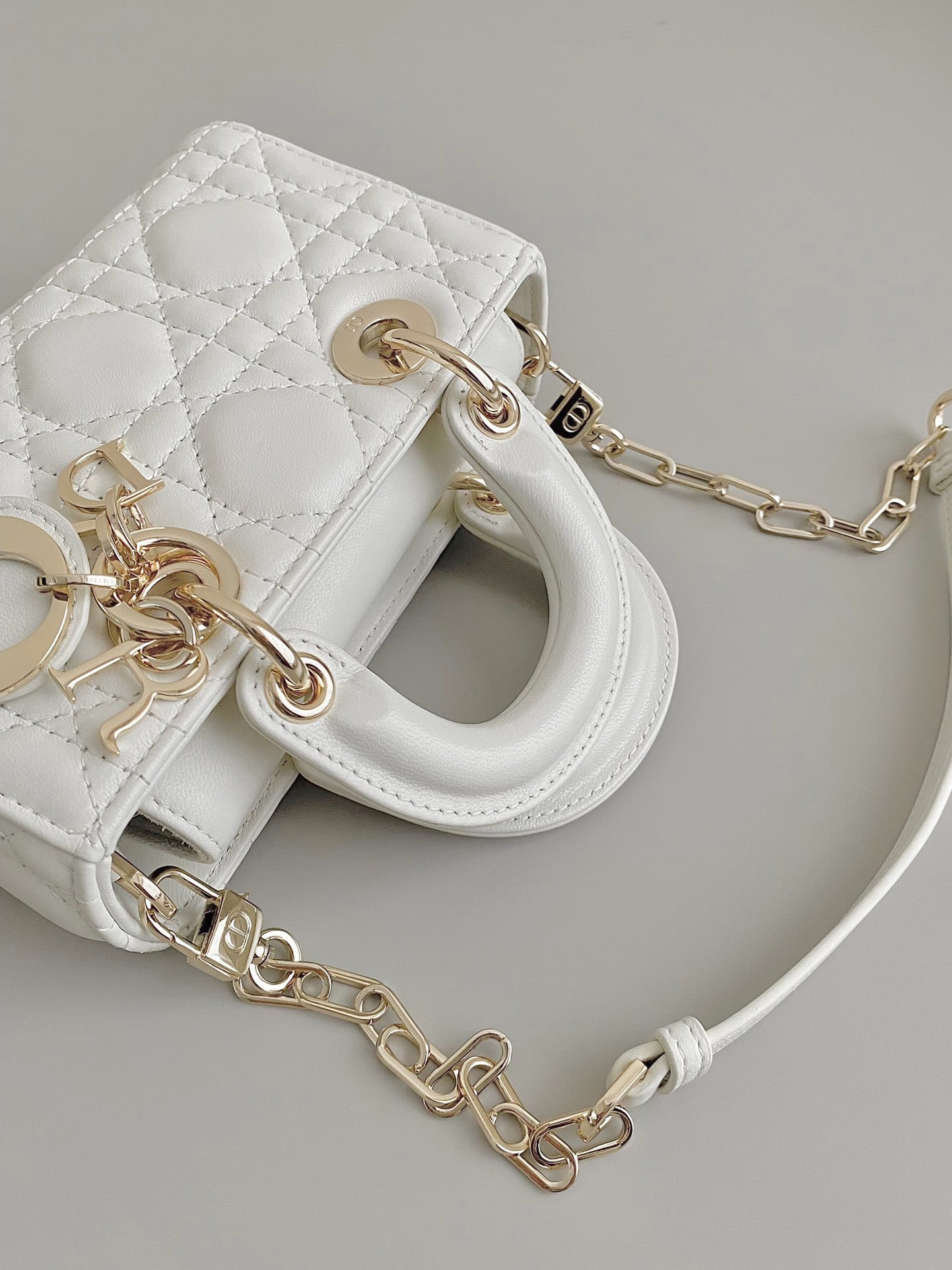 Dior Micro Lady D-Joy Bag in Cannage Lambskin - Latte