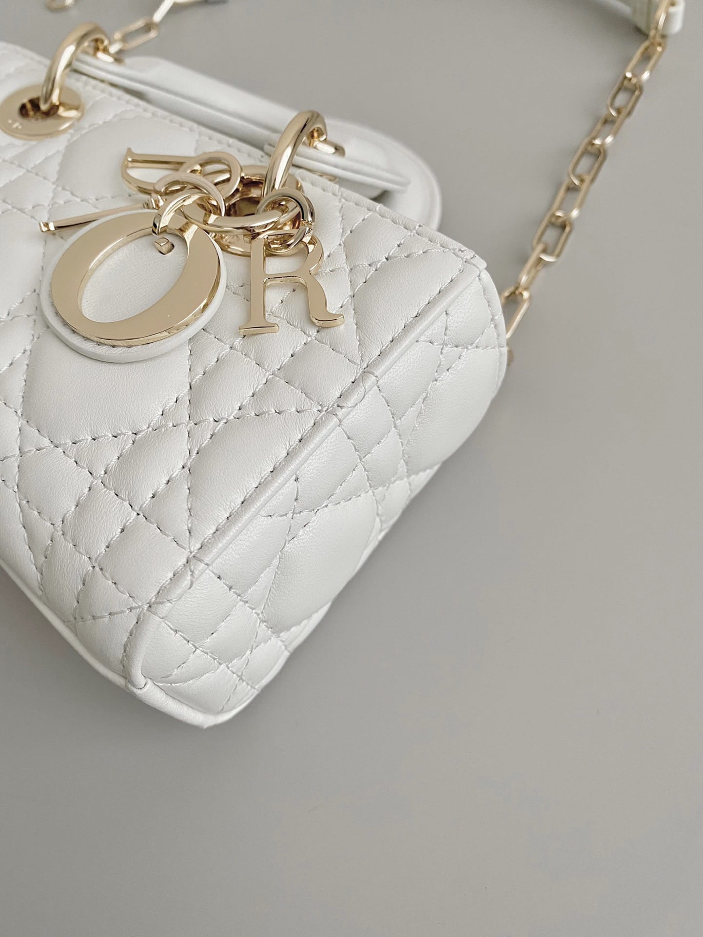 Dior Micro Lady D-Joy Bag in Cannage Lambskin - Latte