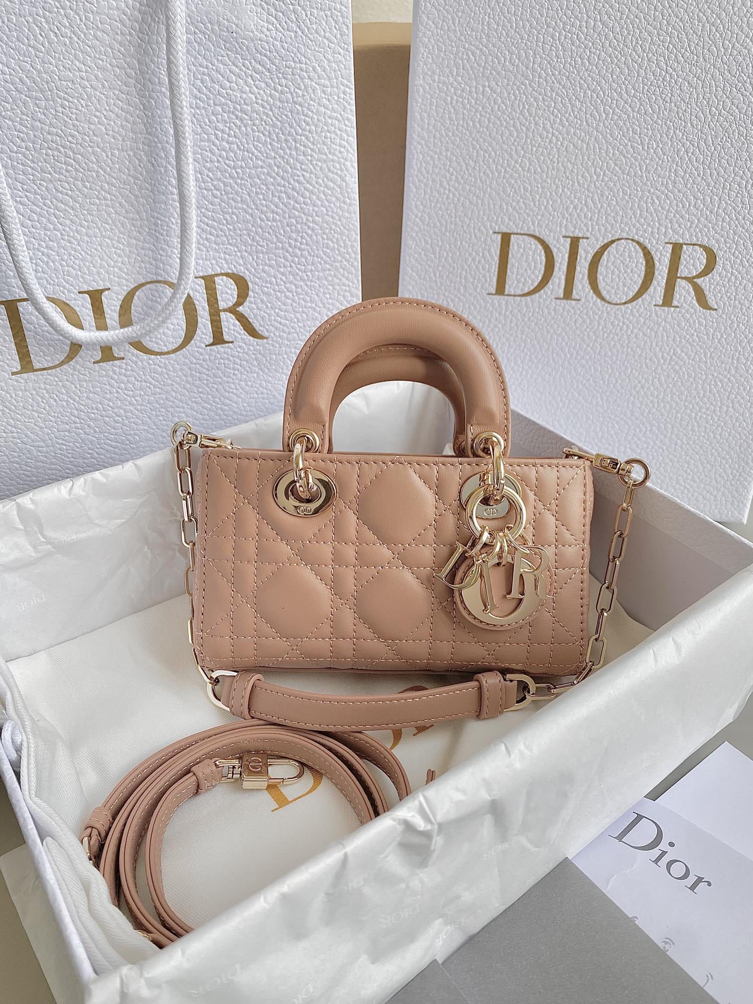 Dior Micro Lady D-Joy Bag in Cannage Lambskin - Rose des Vents