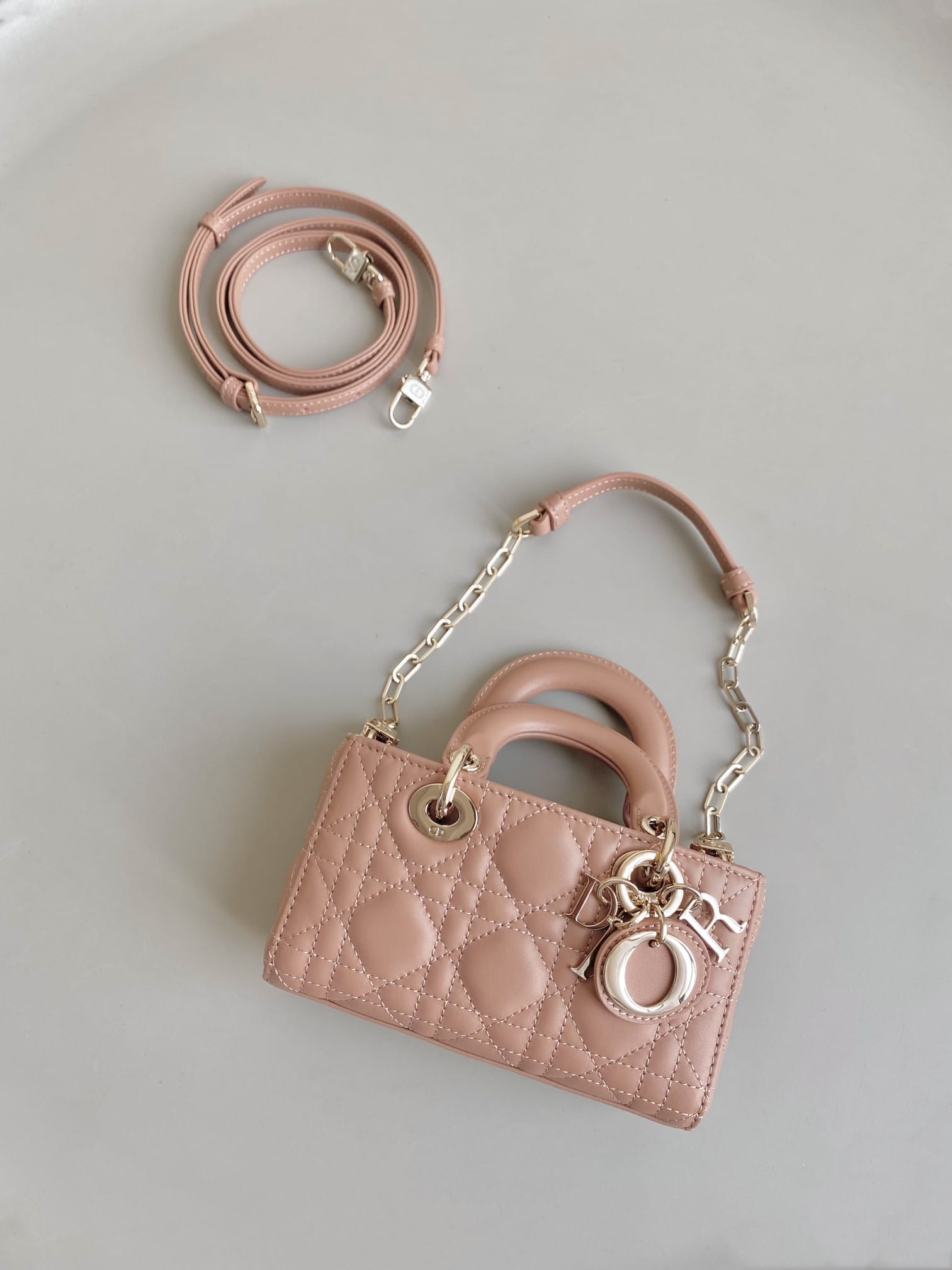 Dior Micro Lady D-Joy Bag in Cannage Lambskin - Rose des Vents