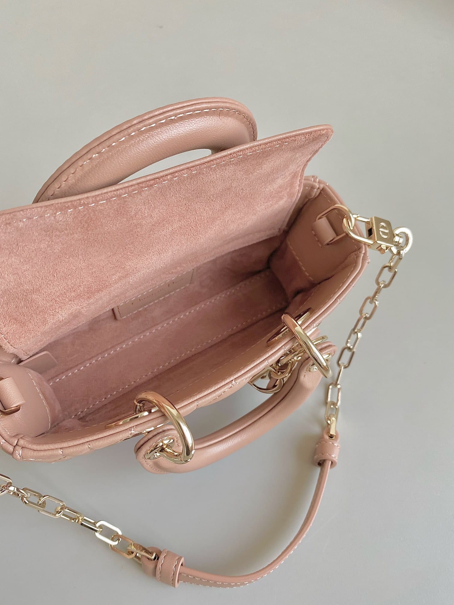 Dior Micro Lady D-Joy Bag in Cannage Lambskin - Rose des Vents