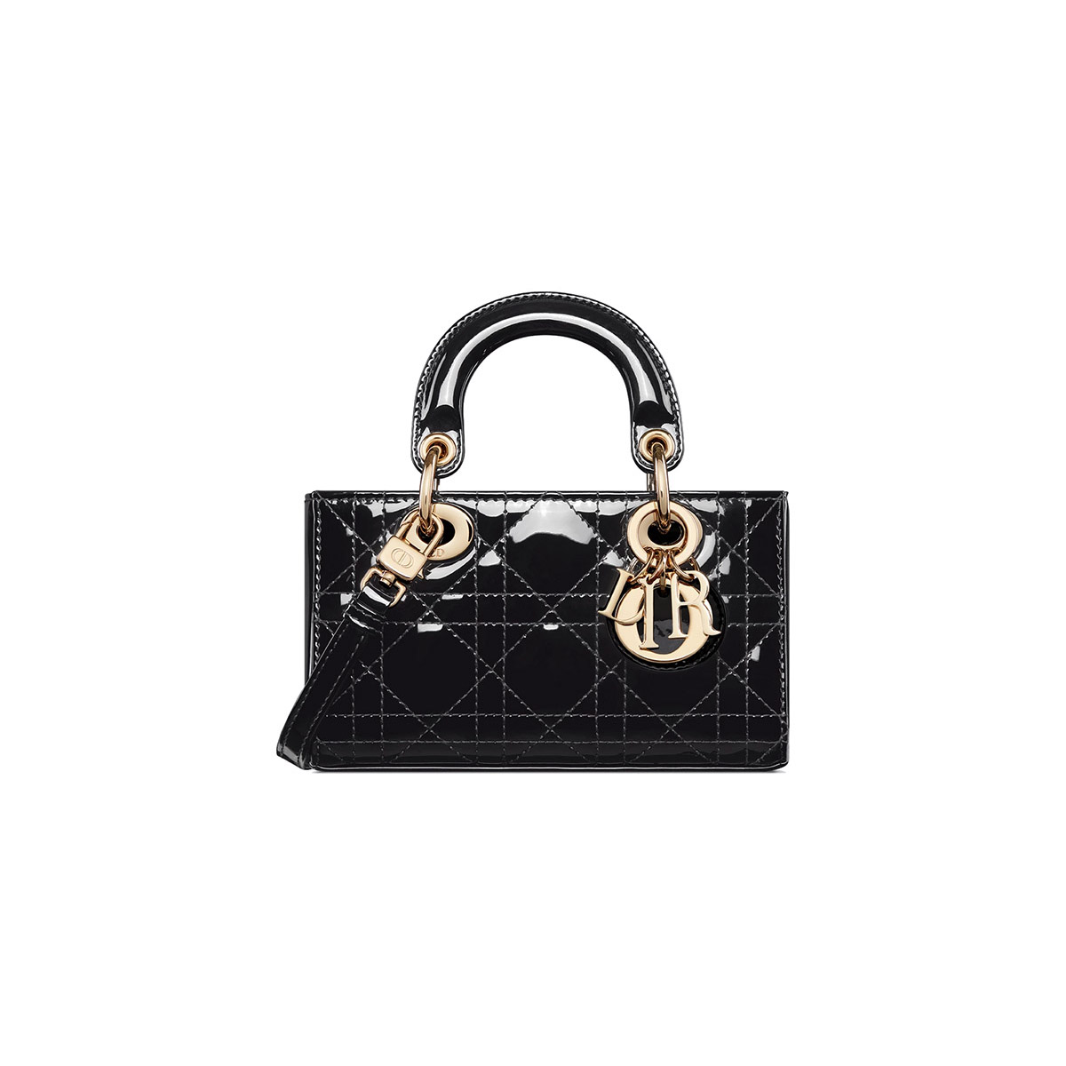 Dior Micro Lady D-Joy Bag in Patent Cannage Calfskin - Black 