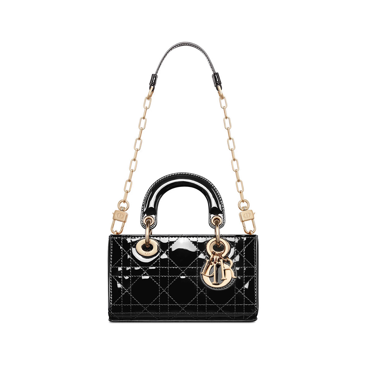 Dior Micro Lady D-Joy Bag in Patent Cannage Calfskin - Black 