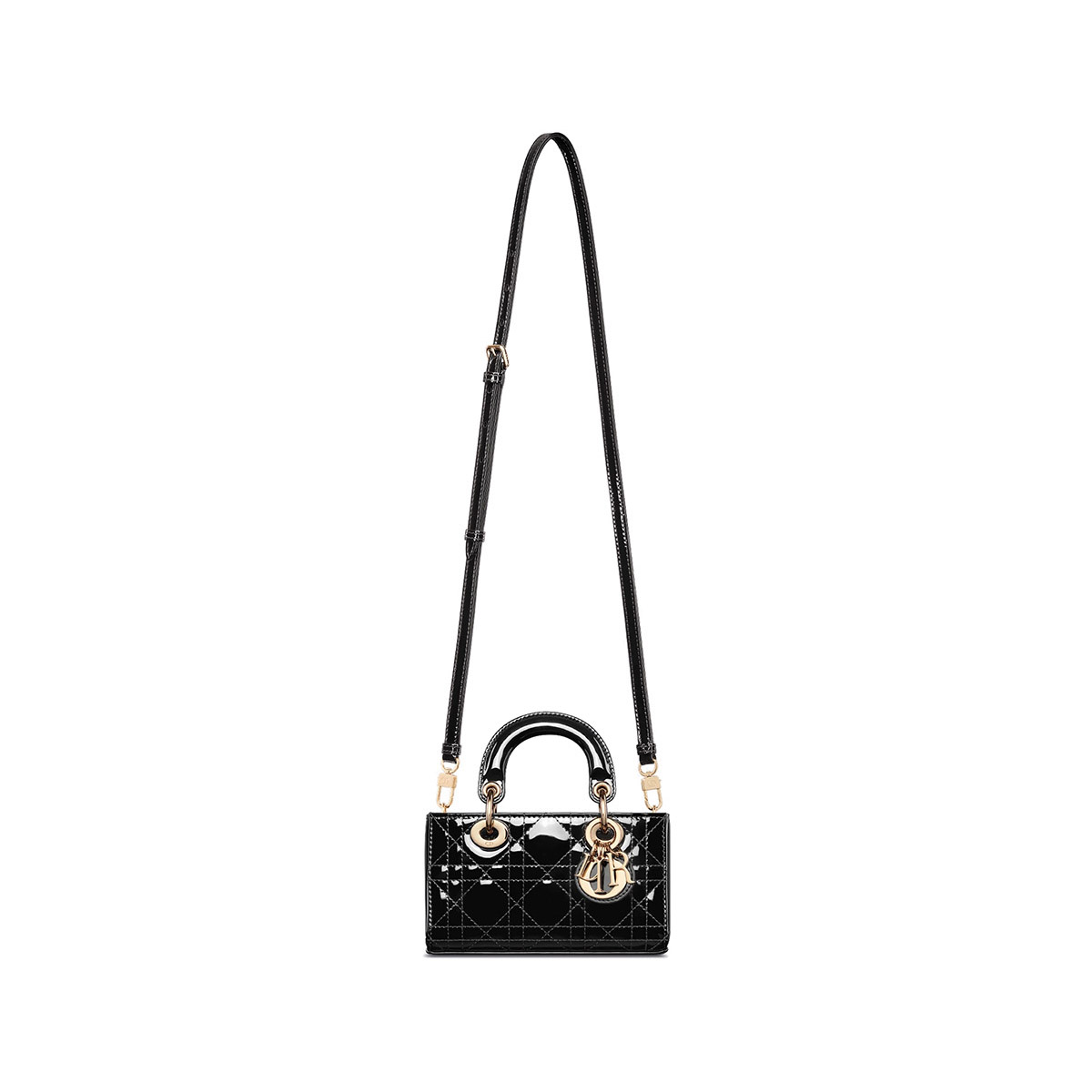 Dior Micro Lady D-Joy Bag in Patent Cannage Calfskin - Black 