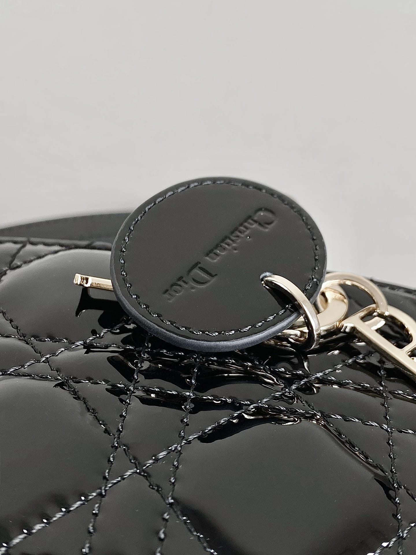 Dior Micro Lady D-Joy Bag in Patent Cannage Calfskin - Black 