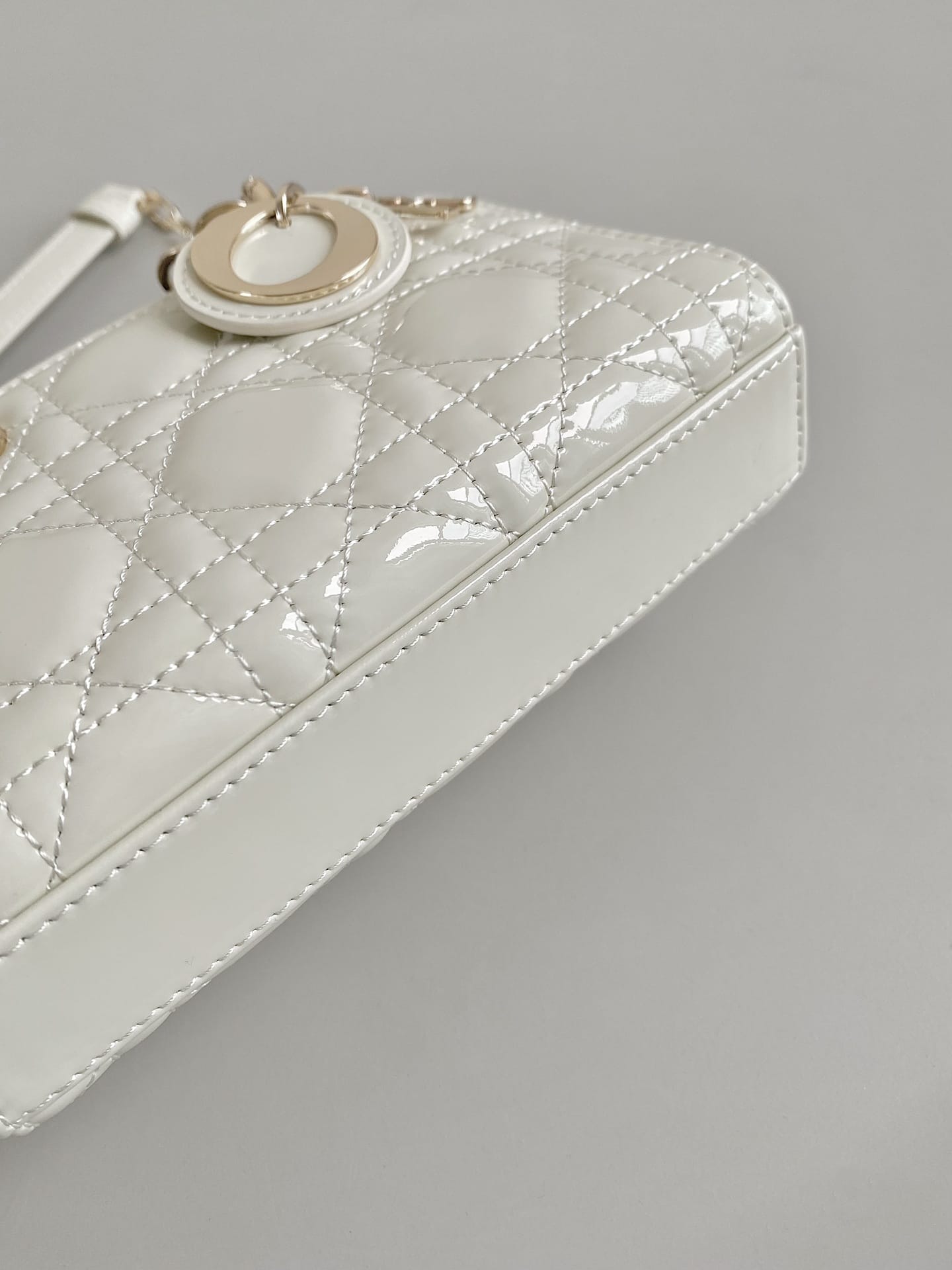 Dior Micro Lady D-Joy Bag in Patent Cannage Calfskin - Latte