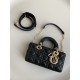 Dior Small Lady D-Joy Bag in Cannage Lambskin - Black