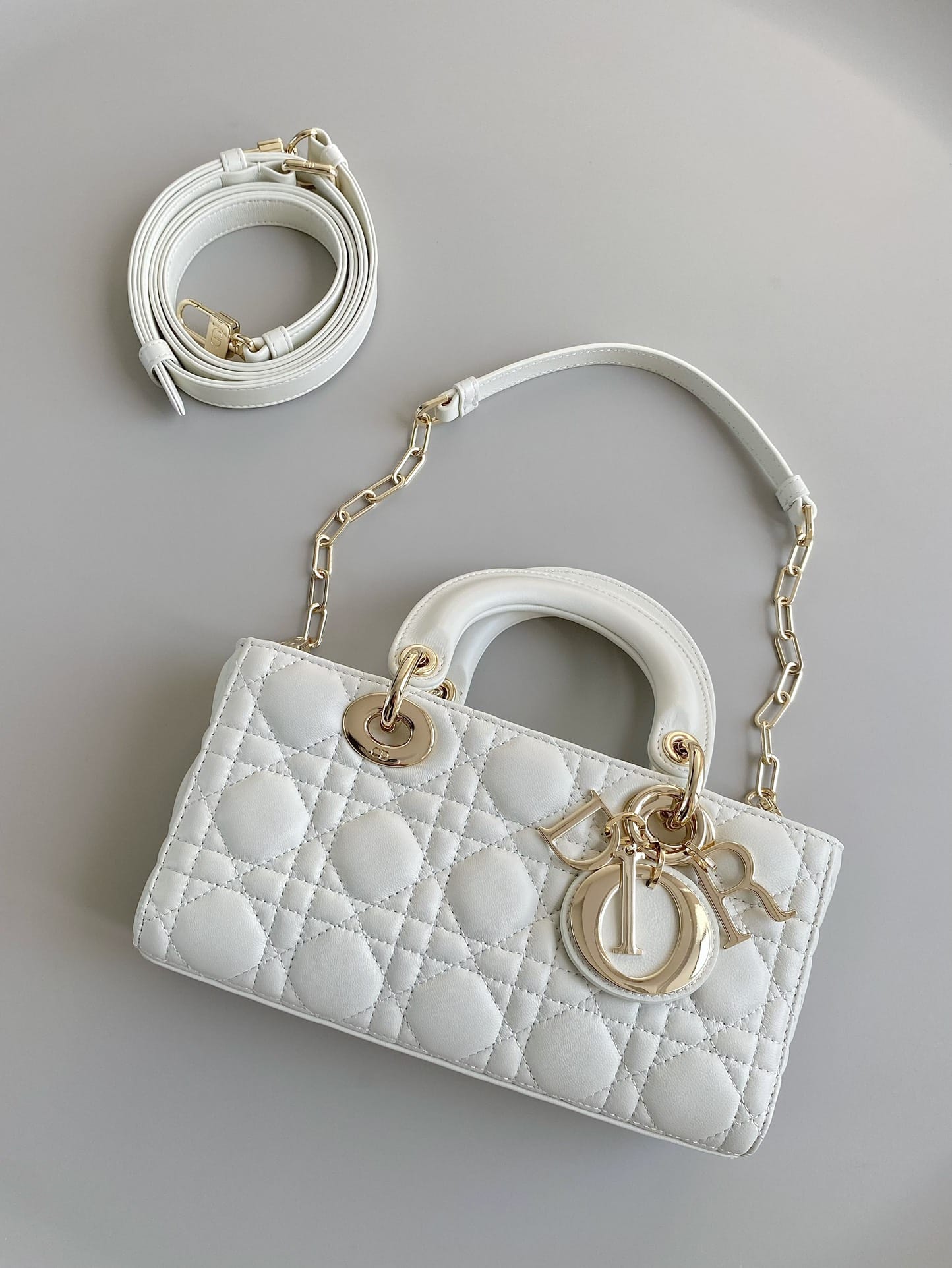 Dior Small Lady D-Joy Bag in Cannage Lambskin - Latte