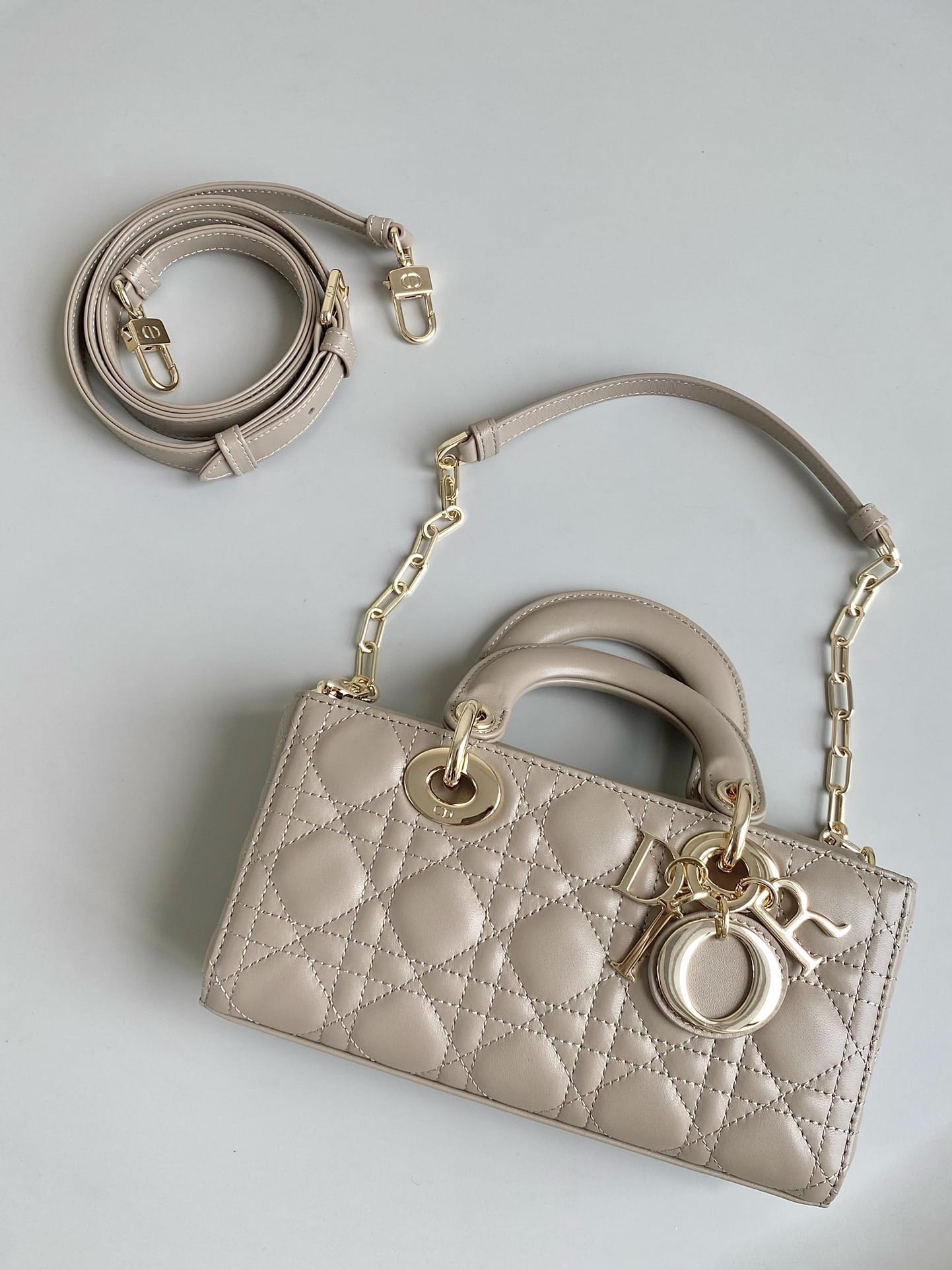 Dior Small Lady D-Joy Bag in Cannage Lambskin - Biscuit