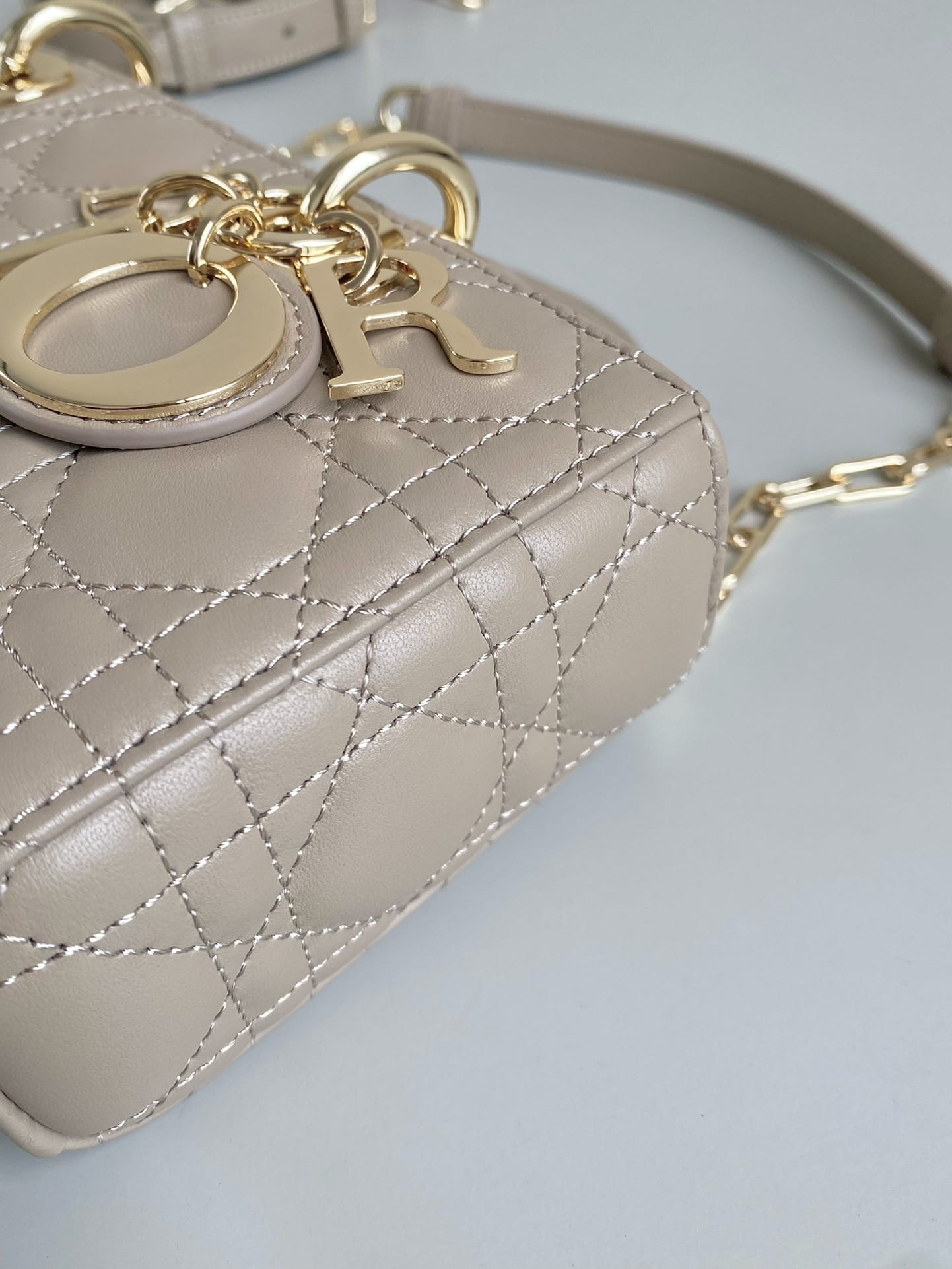 Dior Small Lady D-Joy Bag in Cannage Lambskin - Biscuit