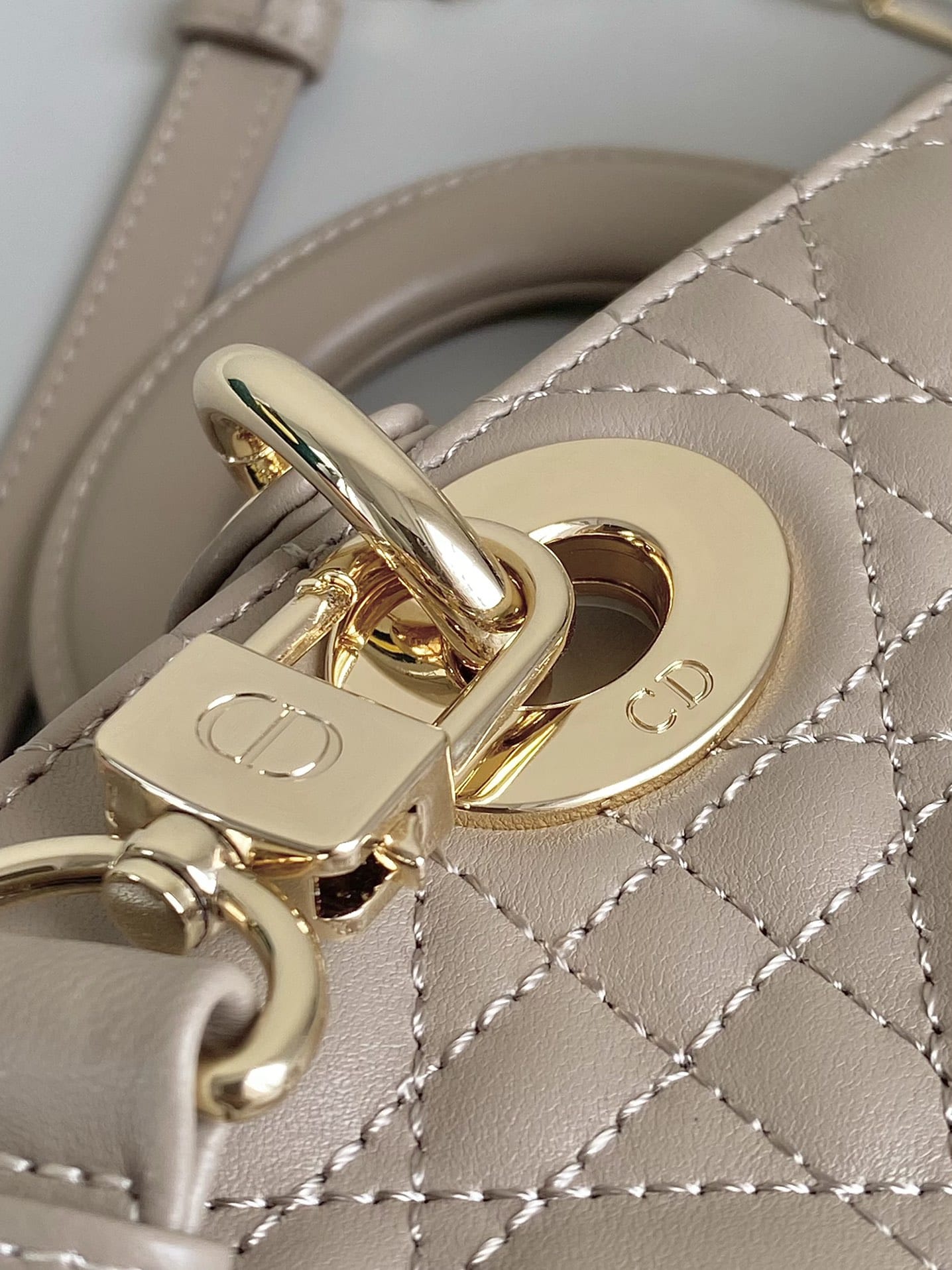 Dior Small Lady D-Joy Bag in Cannage Lambskin - Biscuit