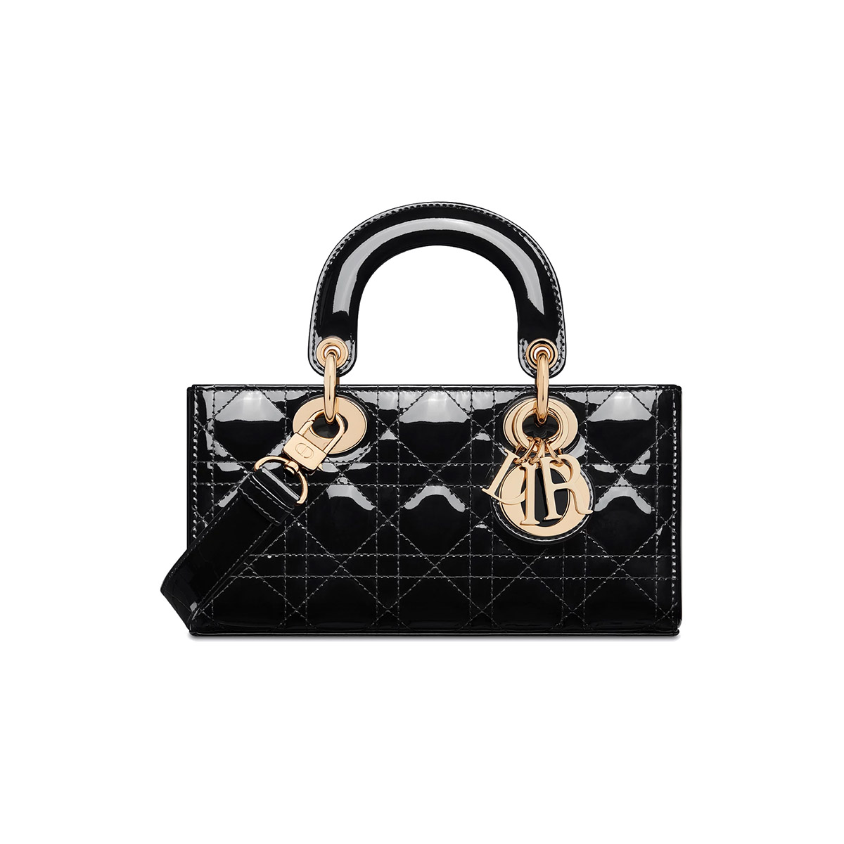 Dior Small Lady D-Joy Bag in Patent Cannage Calfskin - Black