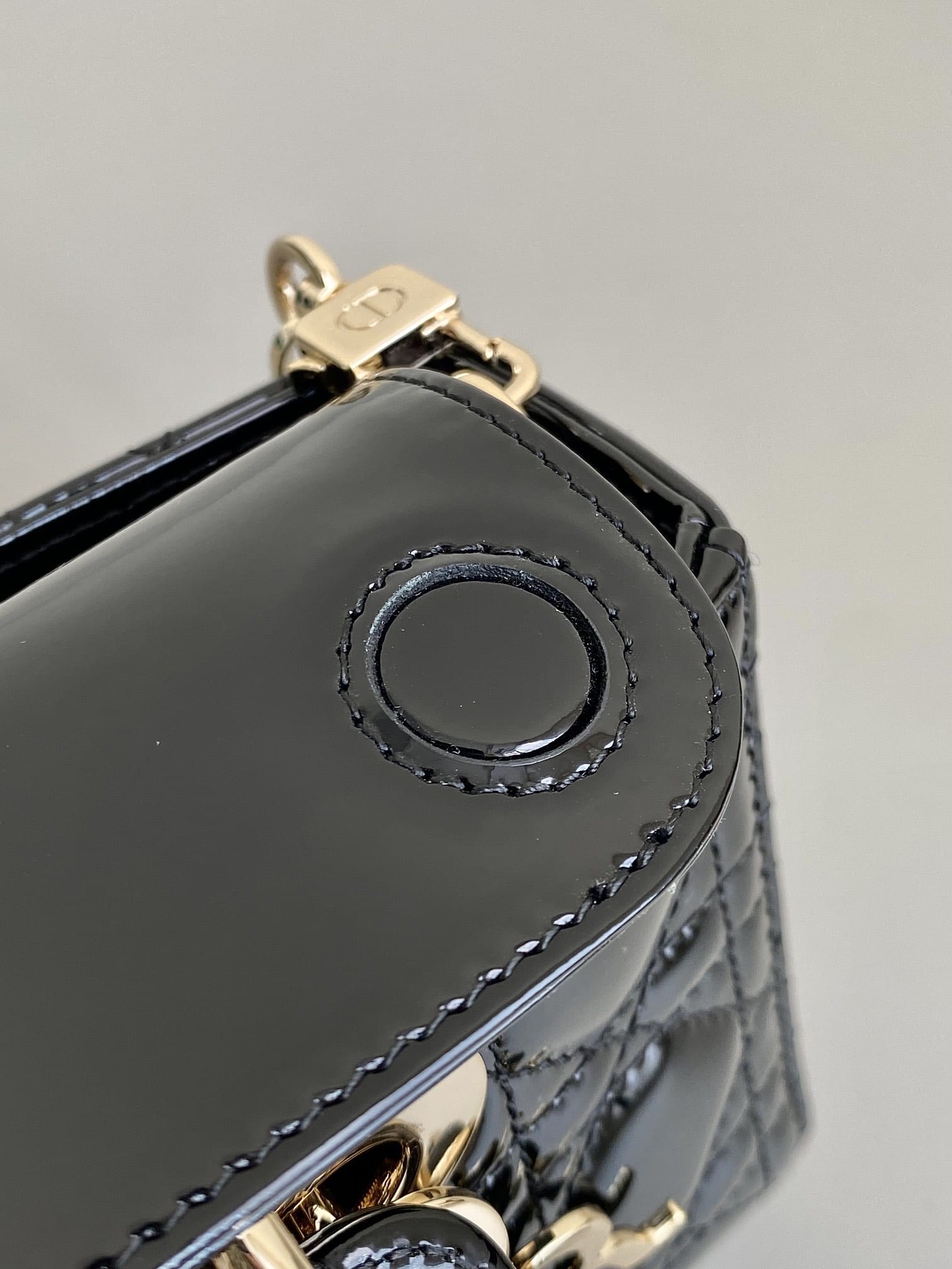 Dior Small Lady D-Joy Bag in Patent Cannage Calfskin - Black