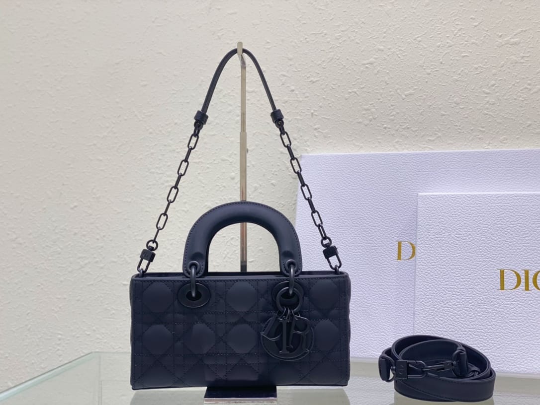 Dior Small Lady D-Joy Bag in Cannage Calfskin - Ultramatte Black 