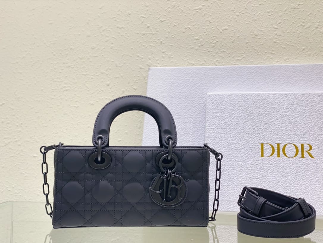 Dior Small Lady D-Joy Bag in Cannage Calfskin - Ultramatte Black 