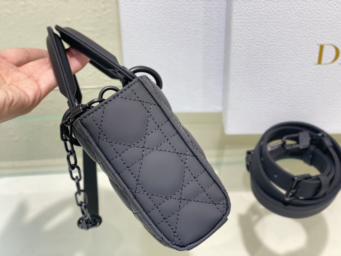 Dior Small Lady D-Joy Bag in Cannage Calfskin - Ultramatte Black 