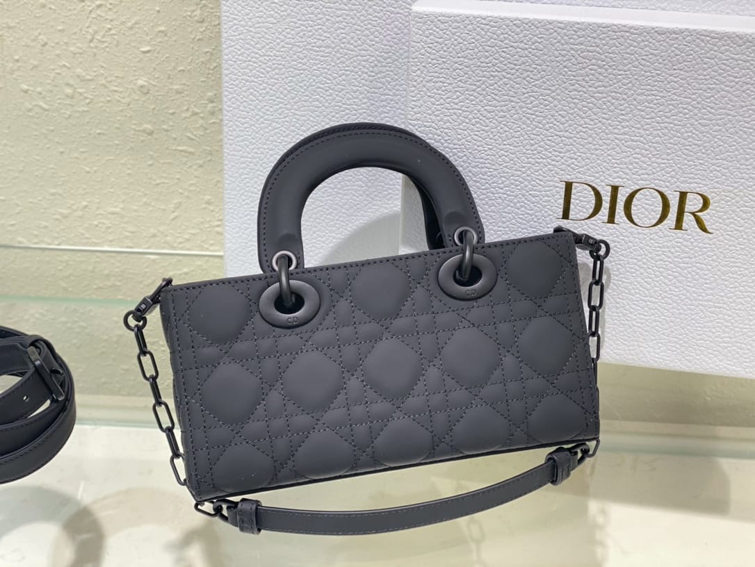 Dior Small Lady D-Joy Bag in Cannage Calfskin - Ultramatte Black 