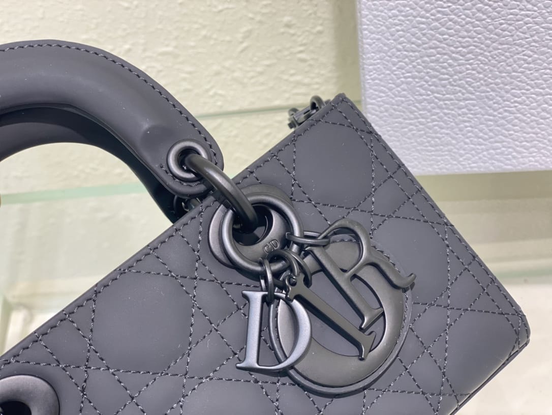 Dior Small Lady D-Joy Bag in Cannage Calfskin - Ultramatte Black 