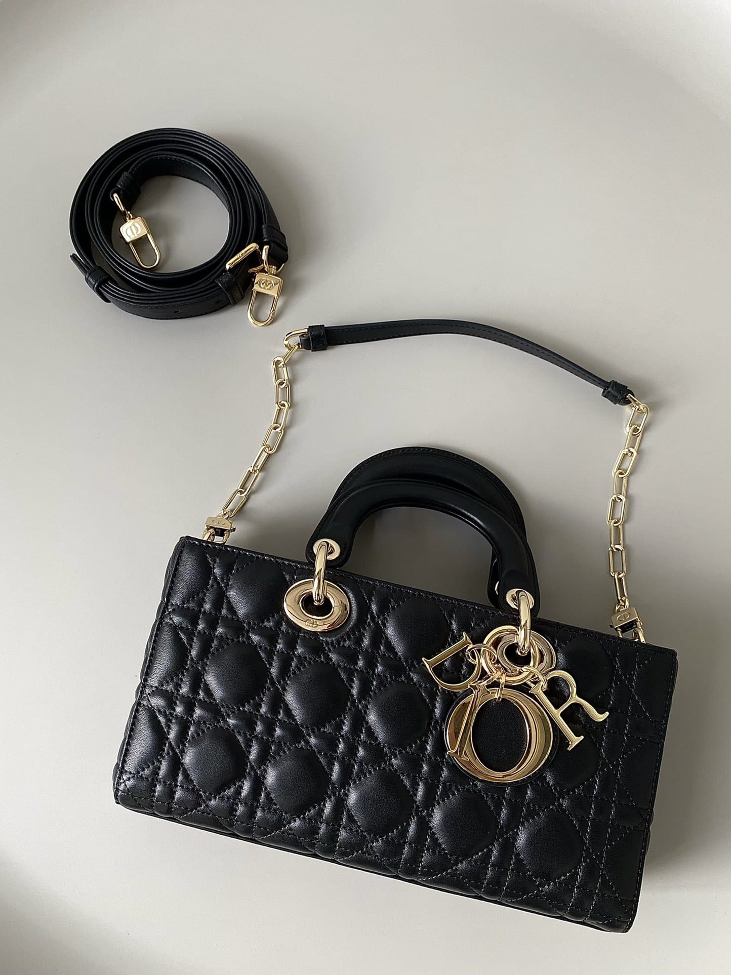 Dior Medium Lady D-Joy Bag in Cannage Lambskin - Black 