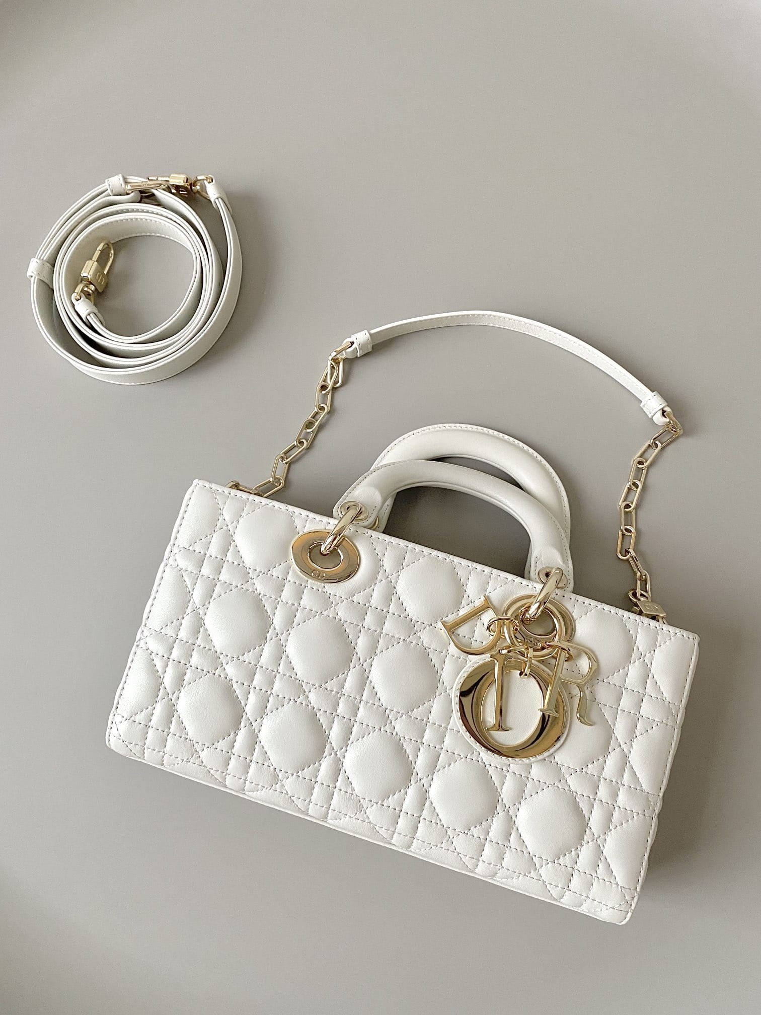 Dior Medium Lady D-Joy Bag in Cannage Lambskin - Latte