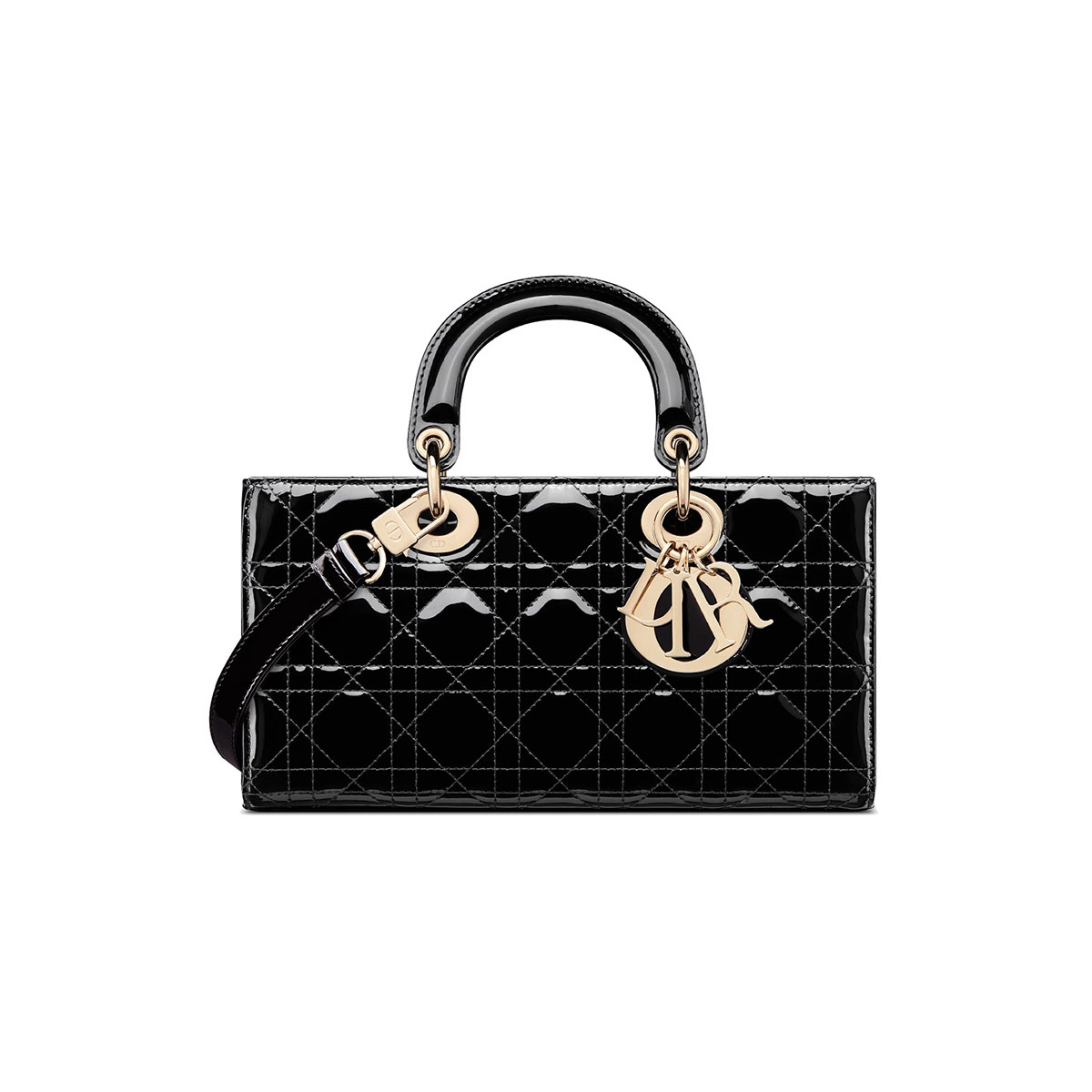 Dior Medium Lady D-Joy Bag in Patent Cannage Calfskin - Black