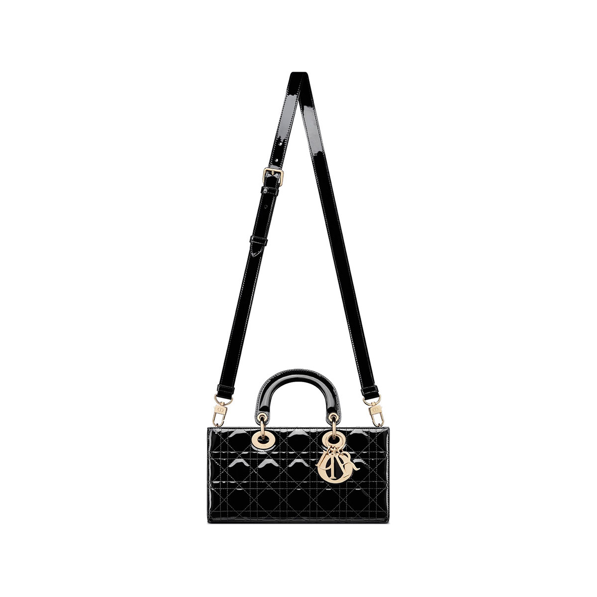 Dior Medium Lady D-Joy Bag in Patent Cannage Calfskin - Black