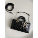 Dior Medium Lady D-Joy Bag in Patent Cannage Calfskin - Black