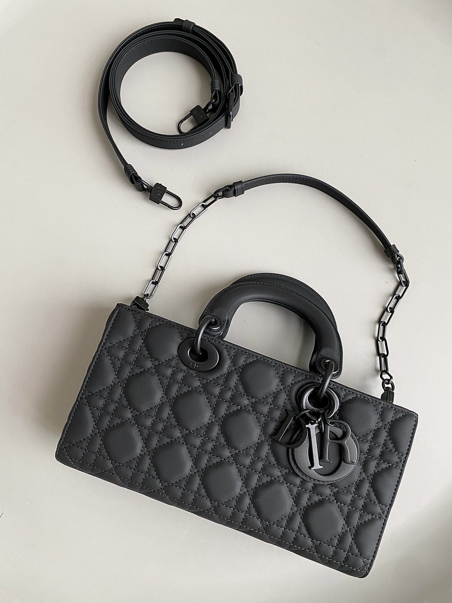 Dior Medium Lady D-Joy Bag in Cannage Calfskin - Ultramatte Black 