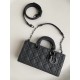 Dior Medium Lady D-Joy Bag in Cannage Calfskin - Ultramatte Black 