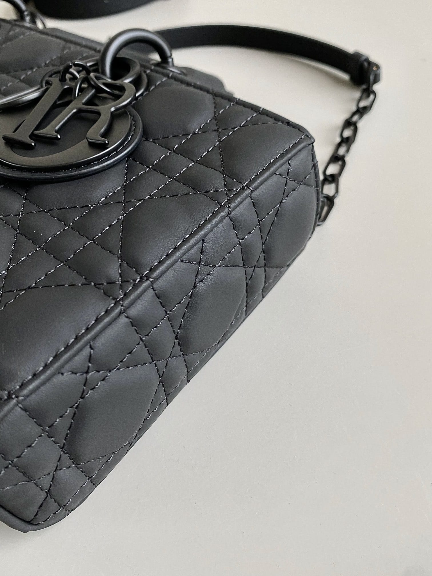 Dior Medium Lady D-Joy Bag in Cannage Calfskin - Ultramatte Black 