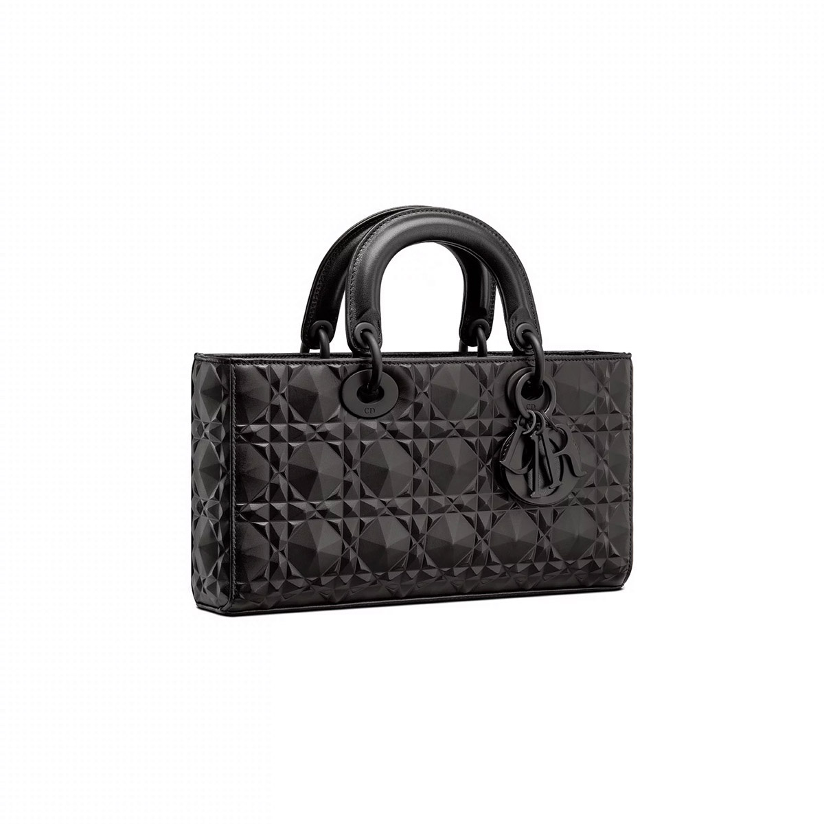 Dior Medium Lady D-Joy Bag in Diamond Motif Cannage Calfskin - Ultramatte Black 