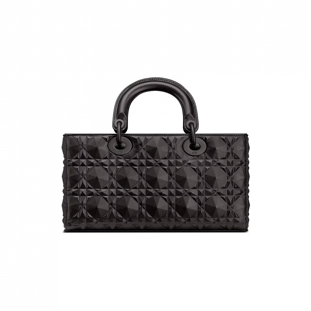 Dior Medium Lady D-Joy Bag in Diamond Motif Cannage Calfskin - Ultramatte Black 