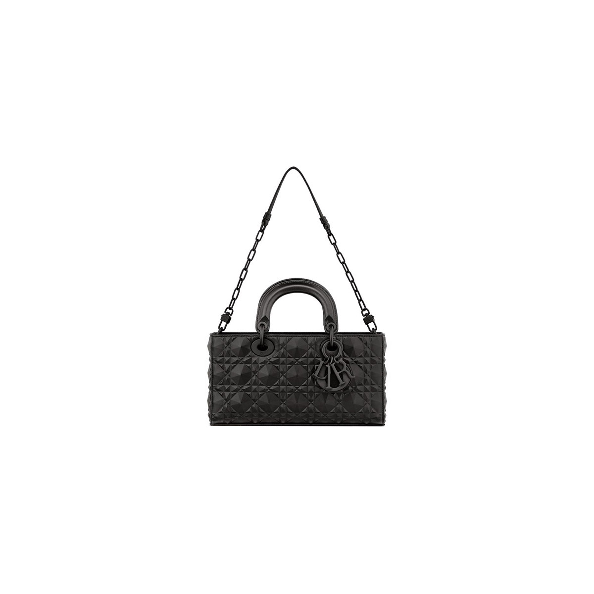 Dior Medium Lady D-Joy Bag in Diamond Motif Cannage Calfskin - Ultramatte Black 