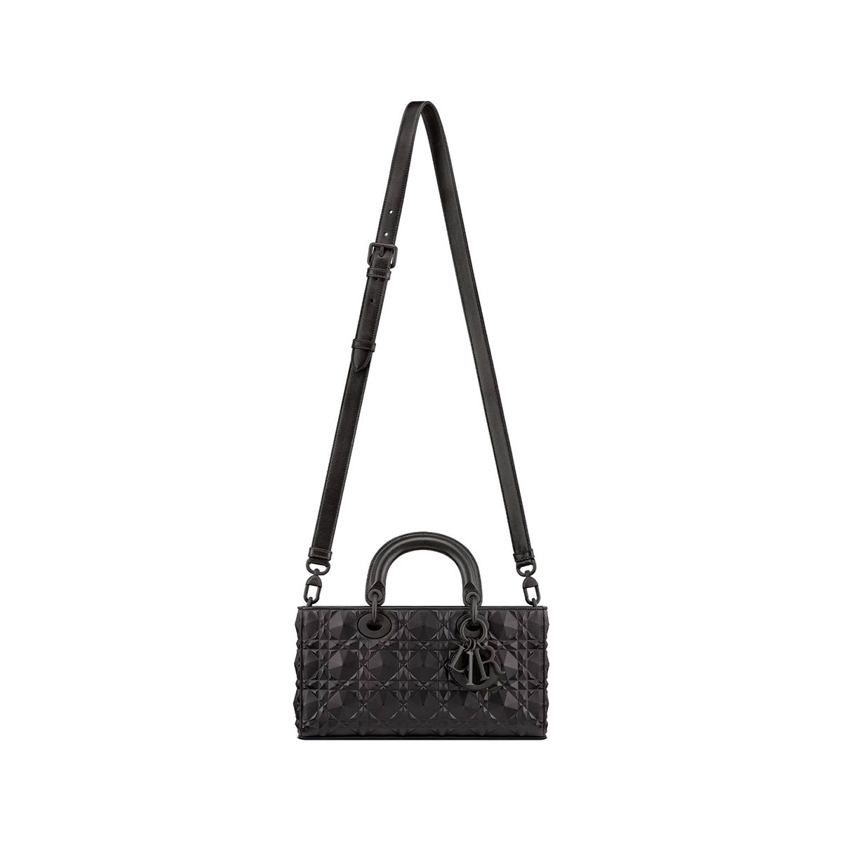 Dior Medium Lady D-Joy Bag in Diamond Motif Cannage Calfskin - Ultramatte Black 