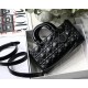 Dior Medium Lady D-Joy Bag in Diamond Motif Cannage Calfskin - Ultramatte Black 