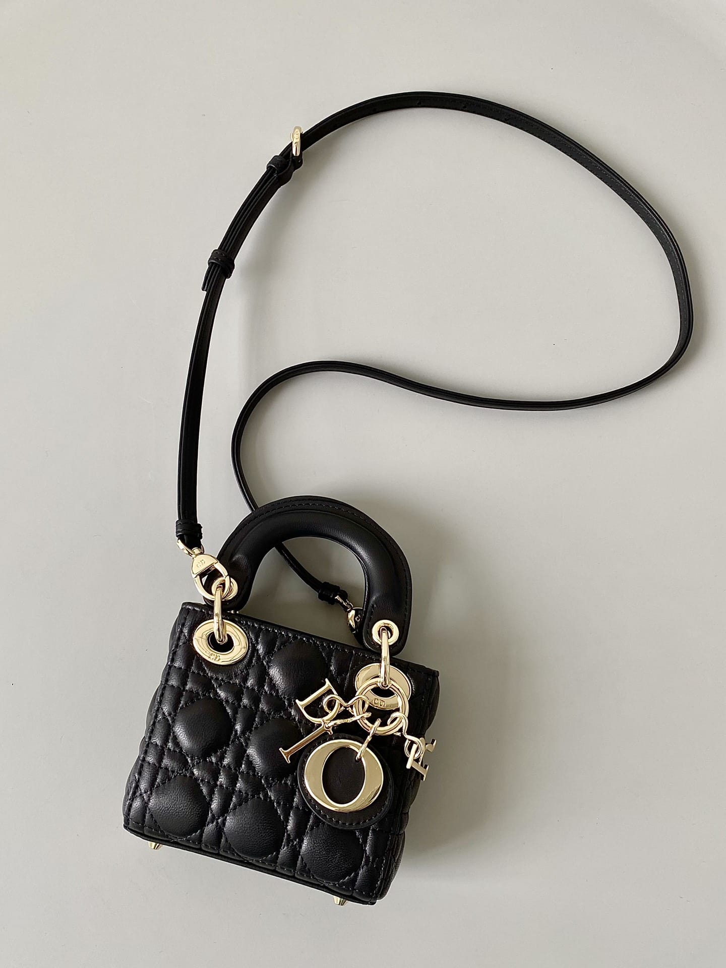 Dior Micro Lady Dior Bag in Cannage Lambskin - Black