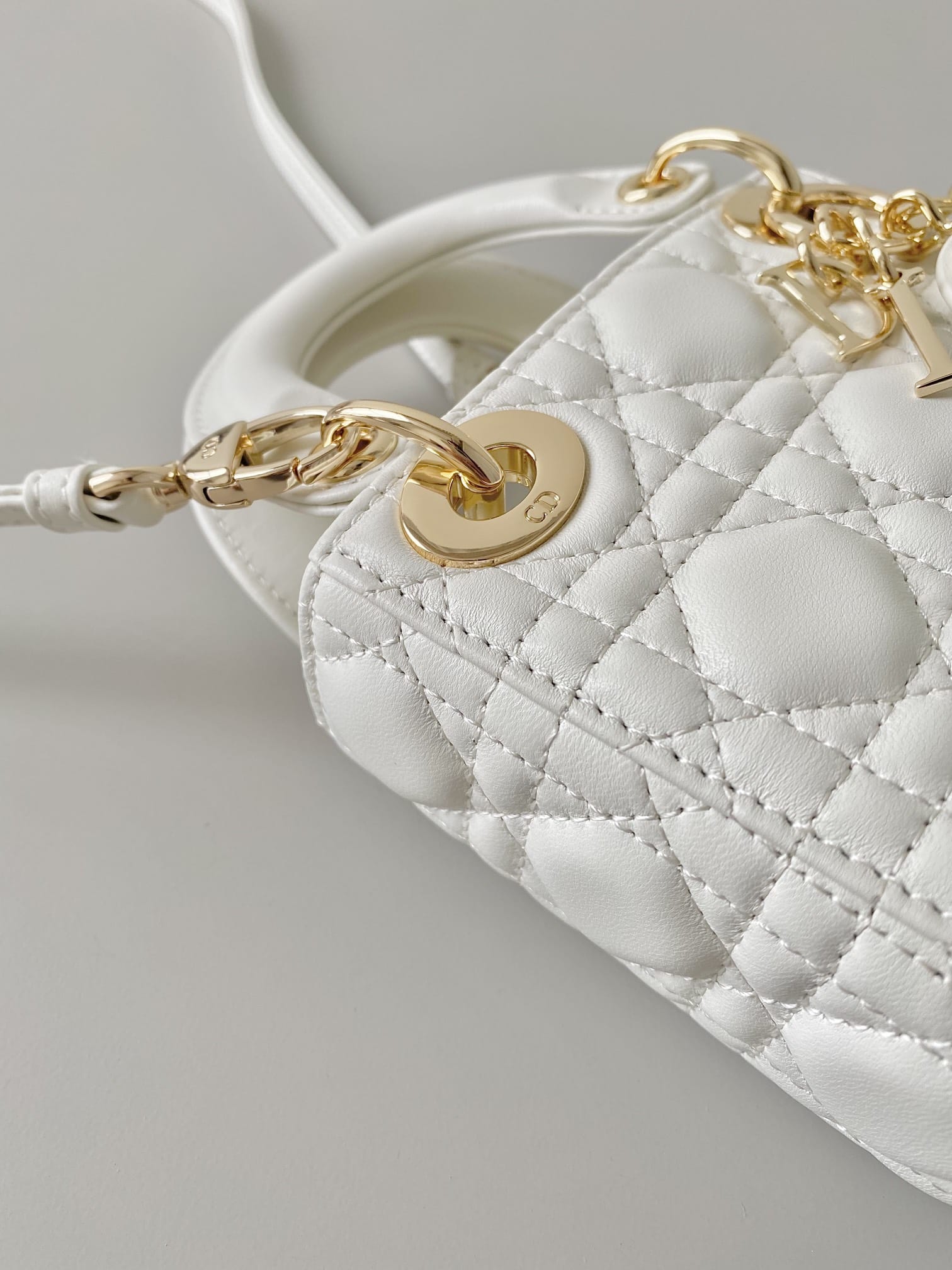 Dior Micro Lady Dior Bag in Cannage Lambskin - Latte