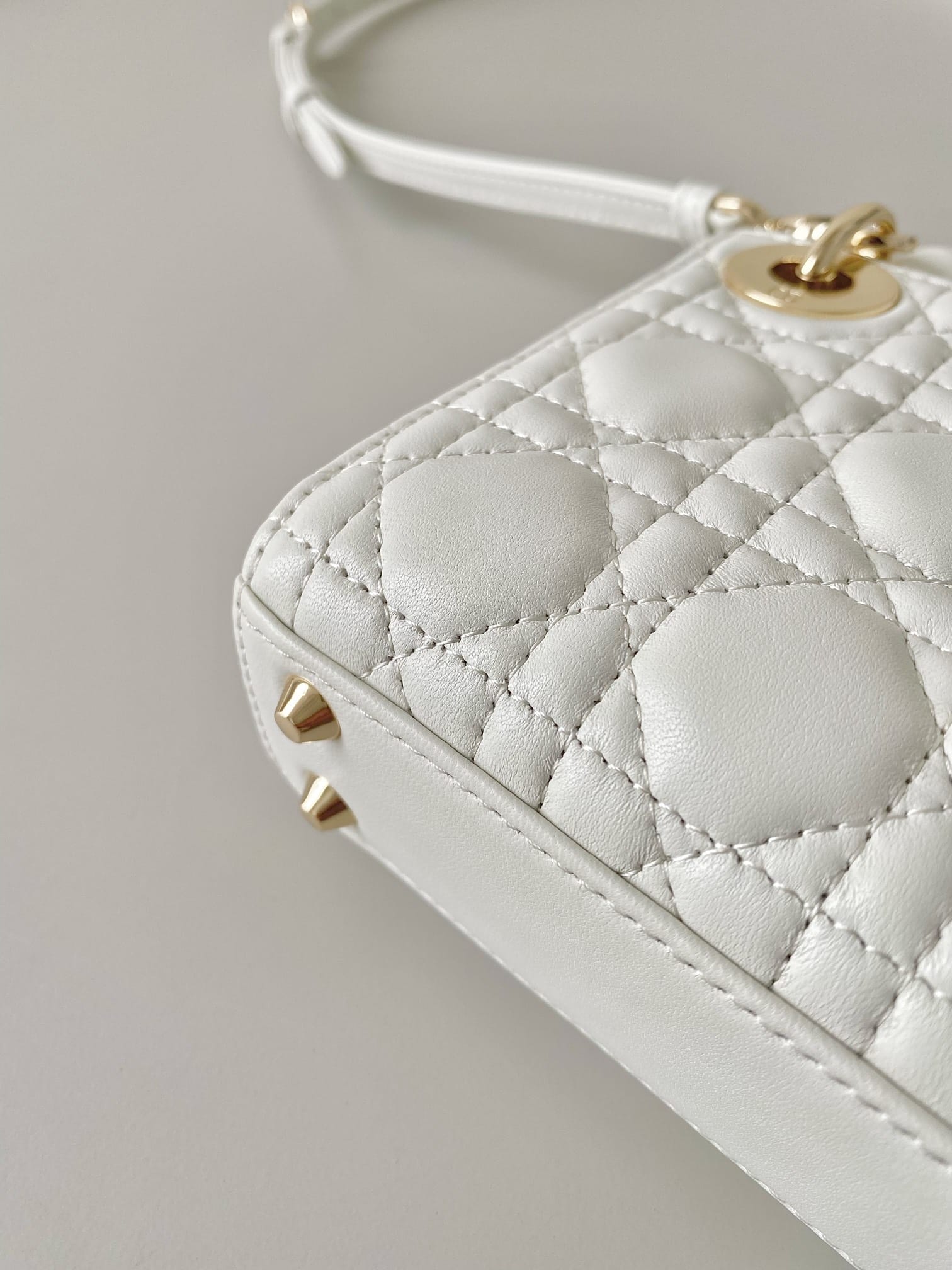 Dior Micro Lady Dior Bag in Cannage Lambskin - Latte