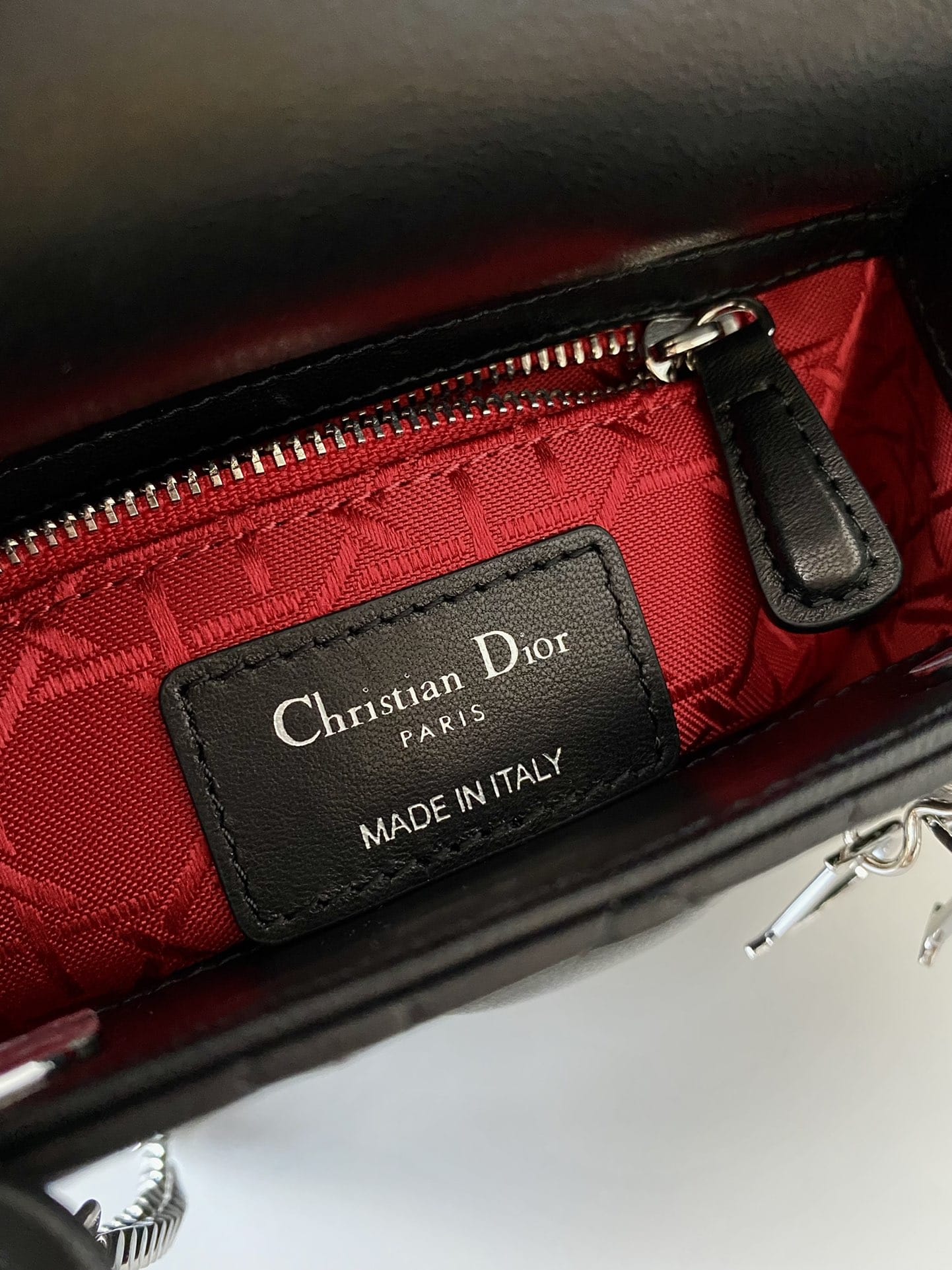 Dior Mini Lady Dior Bag in Cannage Lambskin - Black & Silver